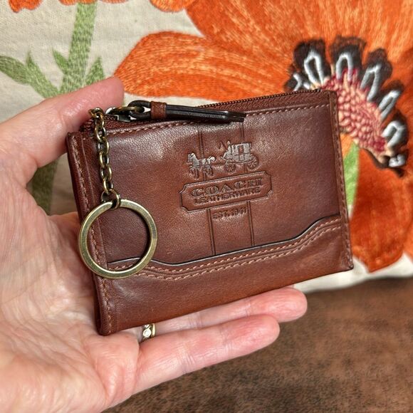 RARE COACH BLEECKER LEATHER MINI SKINNY TATTERSALL CARD CASE KEY WALLET 2007 EUC - Picture 5 of 17